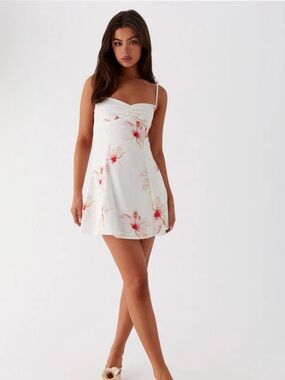 Peppermayo Isra Linen Mini Dress Camellia Floral NWOT Size 10